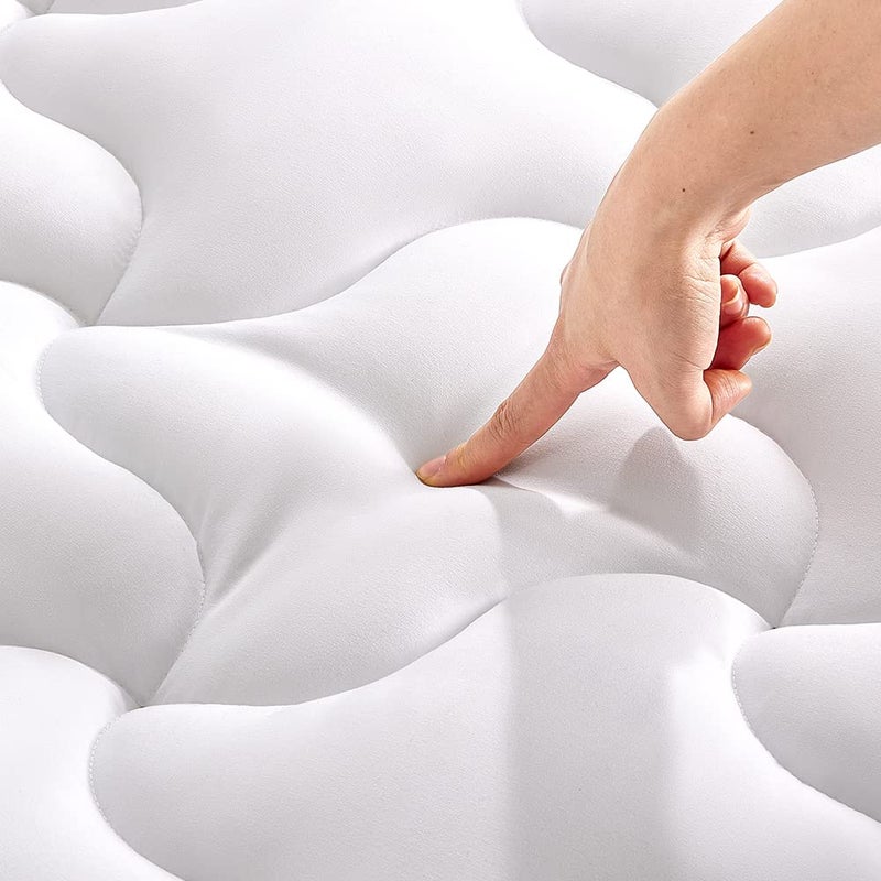 SLEEP ZONE Cooling Mattress Topper, King, White, Machine Washable, Deep Pocket, 120gsm Microfiber, Nanotex Cooling Fabric, 8-21 inch - Image 1